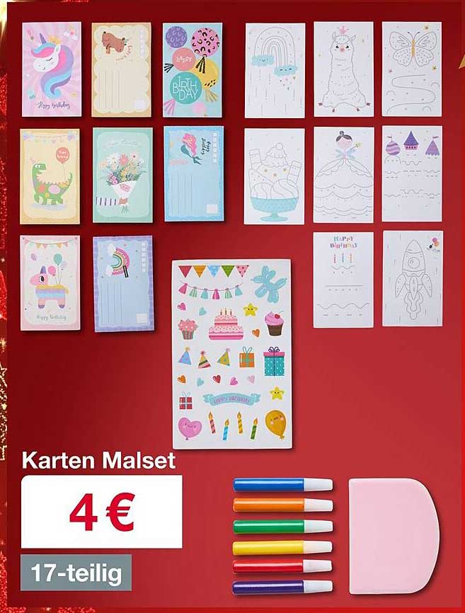 Karten Malset 17-teilig für nur 4 €