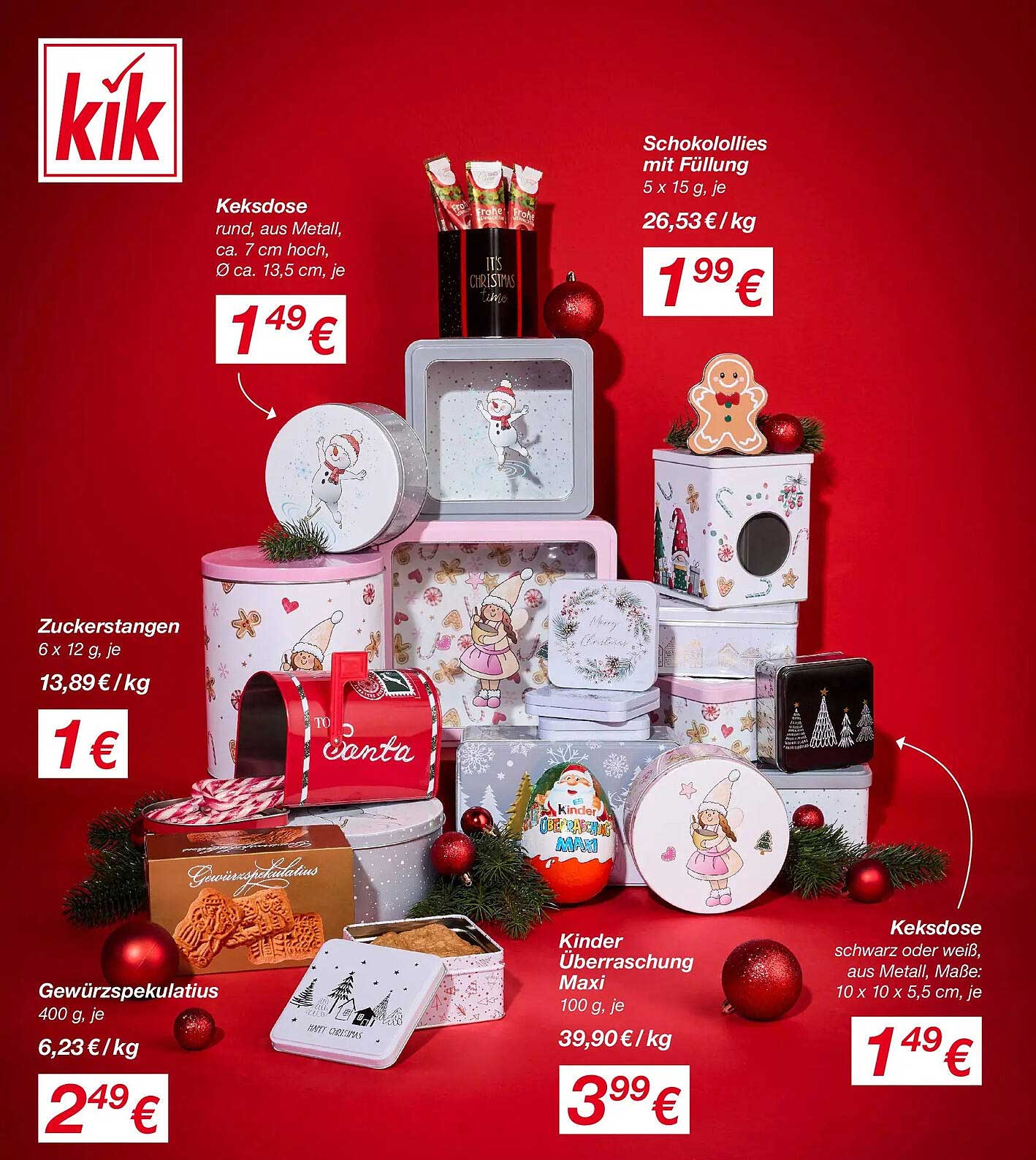 Keksdose rund aus Metall, ca. 7 cm hoch, 1,49 €