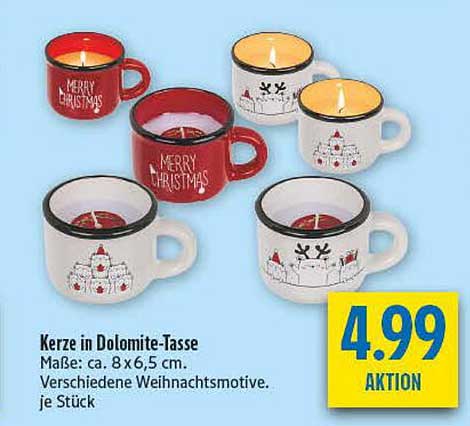 Kerze in Dolomite-Tasse