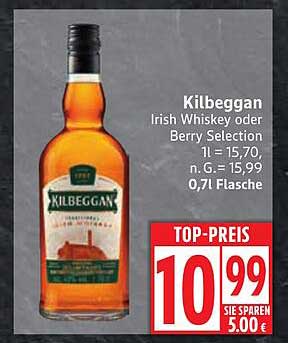 Kilbeggan Irish Whiskey oder Berry Selection 0,7l Flasche