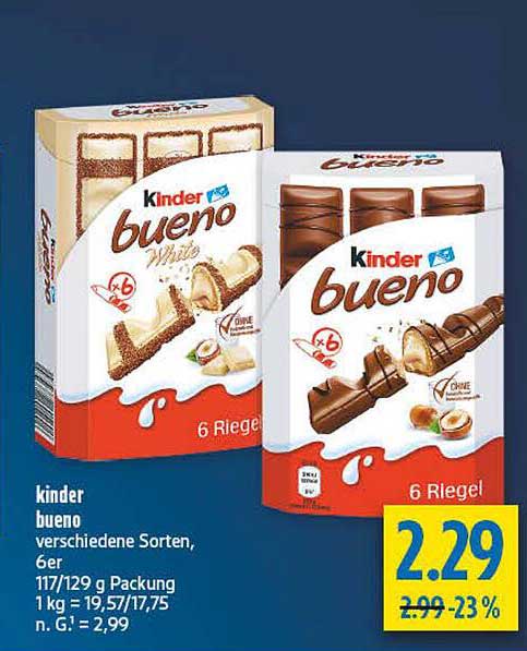kinder bueno 6 Riegel verschiedene Sorten
