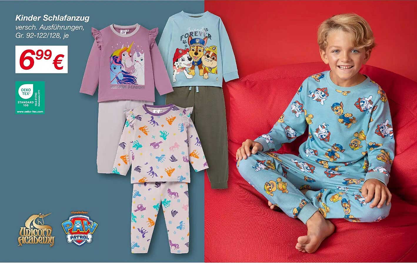 Kinder Schlafanzug, verschiedene Ausführungen, Gr. 92-122/128, je