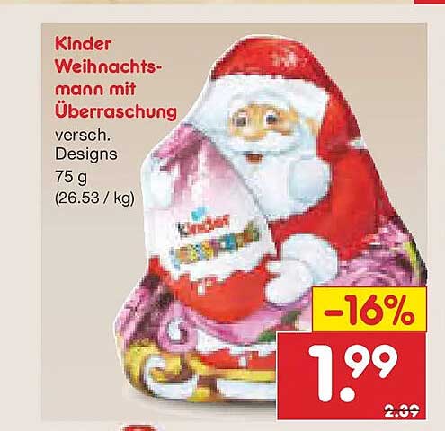 Kinder Weihnachtsmann mit Überraschung 75 g