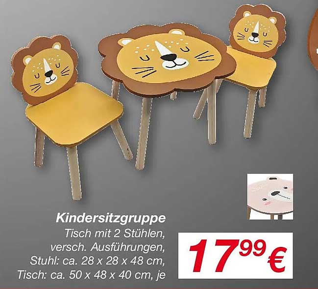 Kindersitzgruppe - Tisch mit 2 Stühlen, verschiedene Ausführungen