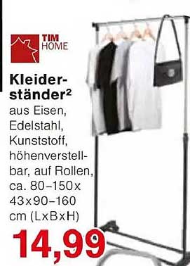 Kleiderständer aus Eisen, Edelstahl und Kunststoff, höhenverstellbar