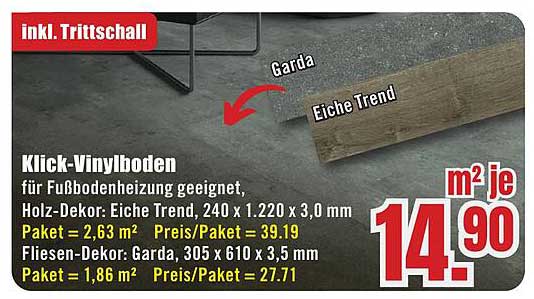 Klick-Vinylboden – Eiche Trend und Garda