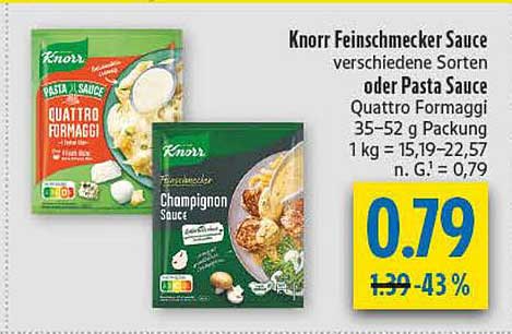 Knorr Feinschmecker Sauce verschiedene Sorten oder Pasta Sauce