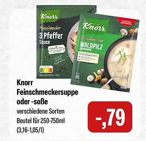 Knorr Feinschmeckersuppe oder -soße, verschiedene Sorten, Beutel für 250-750ml
