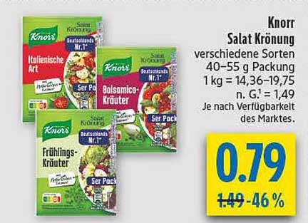 Knorr Salat Krönung verschiedene Sorten 40–55 g Packung