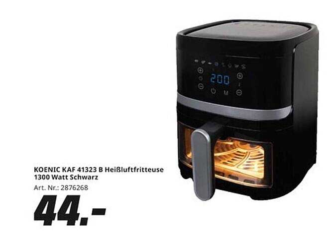 KOENIC KAF 41323 B Heißluftfritteuse 1300 Watt Schwarz