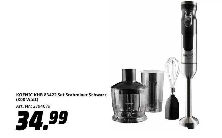 KOENIC KHB 83422 Set Stabmixer Schwarz (800 Watt)