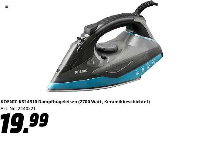 KOENIC KSI 4310 Dampfbügeleisen (2700 Watt, Keramikbeschichtet)