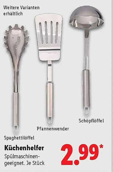 Küchenhelfer - Spaghettiölöffel, Pfannenwender und Schöpfloffel für nur 2,99*
