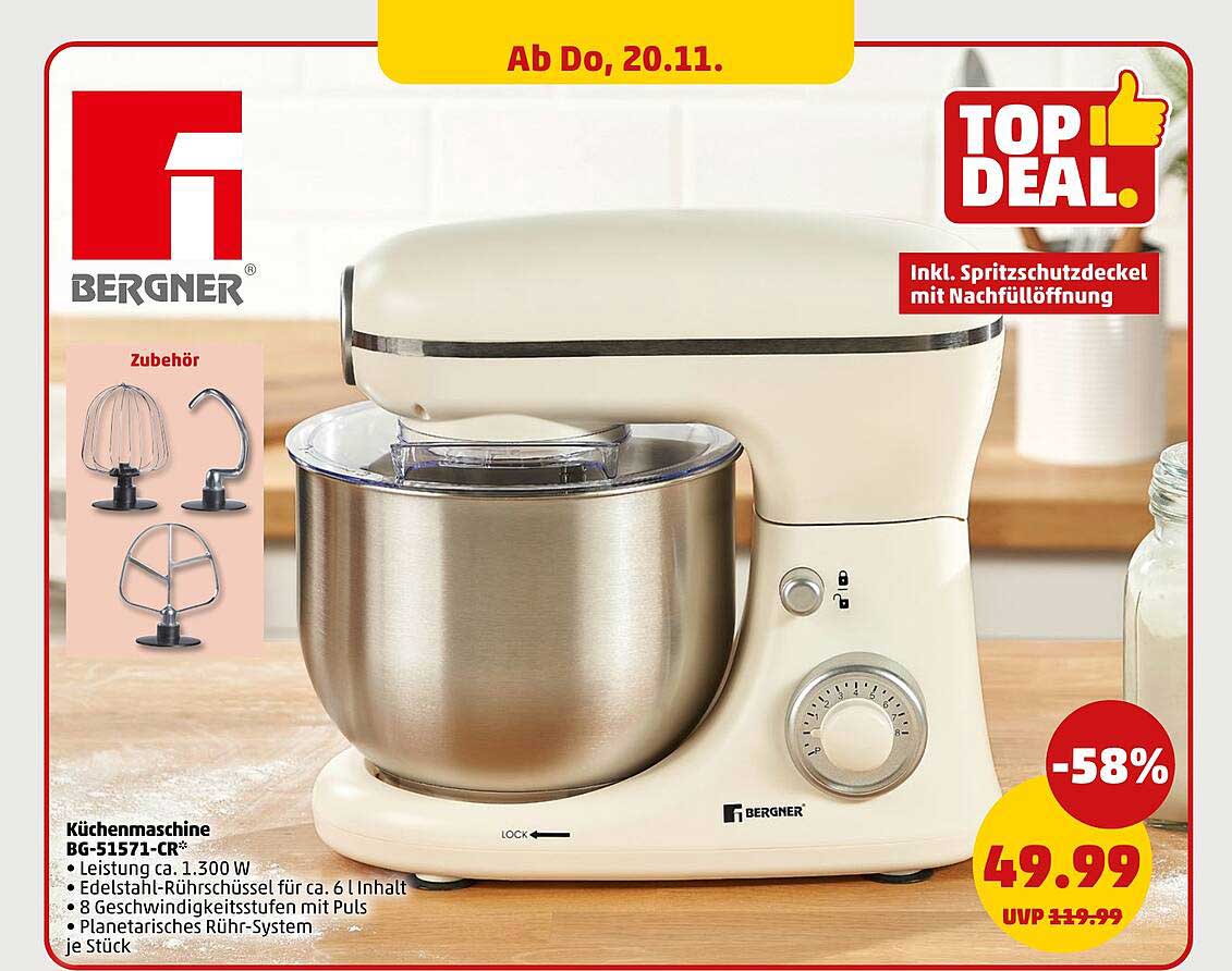 Küchenmaschine BG-51571-CR - Top Deal bei Penny