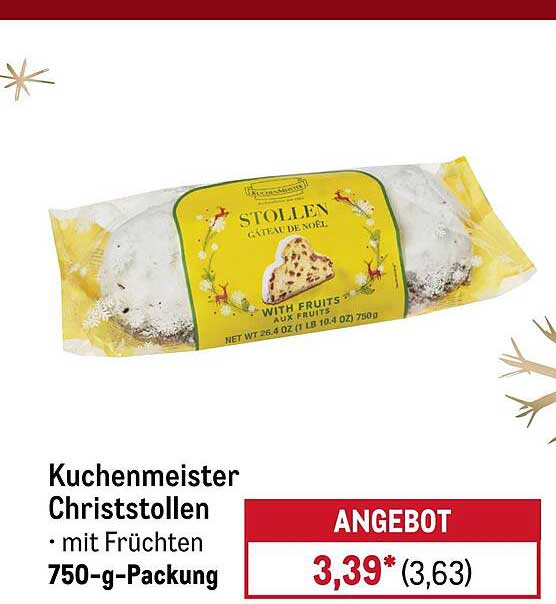 Kuchenmeister Christstollen mit Früchten 750-g-Packung