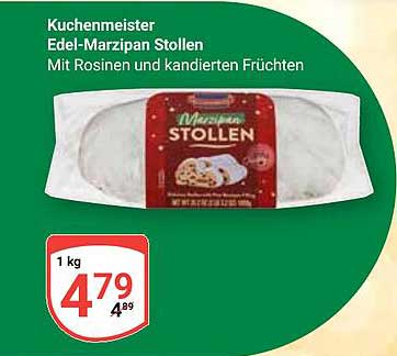 Kuchenmeister Edel-Marzipan Stollen mit Rosinen und kandierten Früchten
