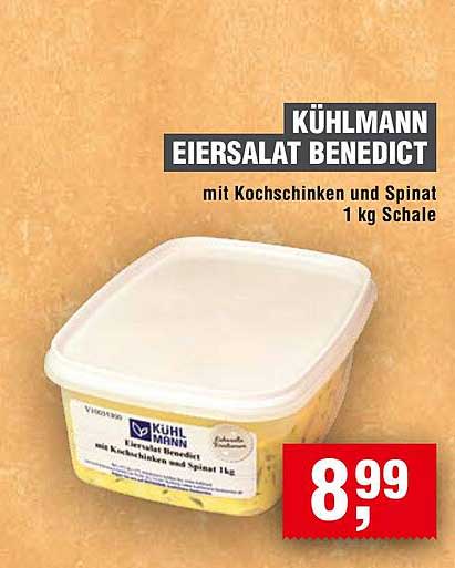 KÜHLMANN Eiersalat Benedict mit Kochschinken und Spinat 1 kg Schale