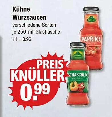 Kühne Würzsaucen verschiedene Sorten je 250-ml-Glasflasche