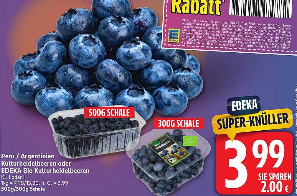 Kulturheidelbeeren oder EDEKA Bio Kulturheidelbeeren 300g/500g