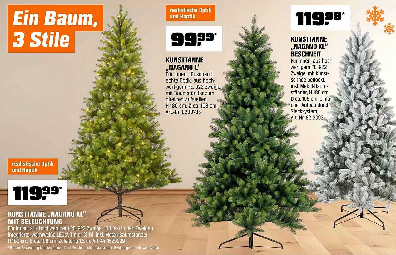 Kunsttanne "Nagano XL" mit Beleuchtung