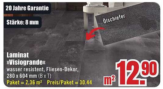 Laminat »Visiogrande« - wasserresistent, Fliesen-Dekor