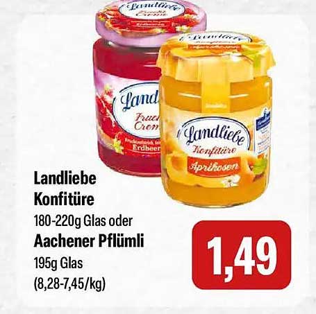 Landliebe Konfitüre 180-220g Glas oder Aachener Pflümli 195g Glas
