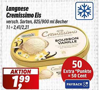 Langnese Cremissimo Eis, Bourbon Vanille, 825/900 ml Becher