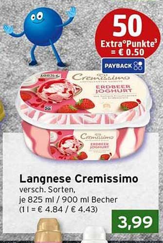 Langnese Cremissimo Erdbeer Joghurt 825 ml