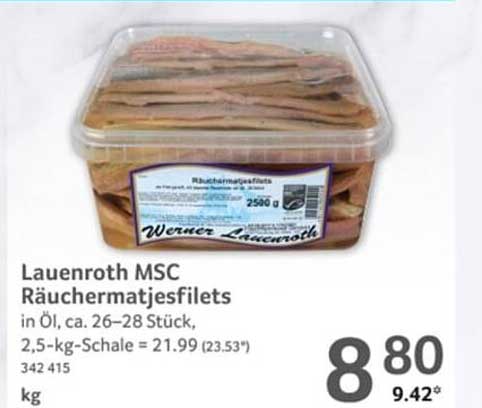 Lauenroth MSC Räuchermatjesfilets in Öl, ca. 26–28 Stück, 2500 g