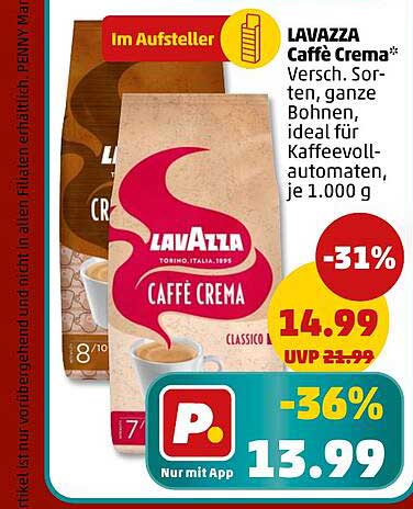 LAVAZZA Caffè Crema* Versch. Sorten, ganze Bohnen, ideal für Kaffeevollautomaten, je 1.000 g