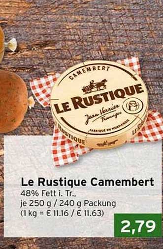 Le Rustique Camembert 250 g - Aromatischer Genuss aus Frankreich