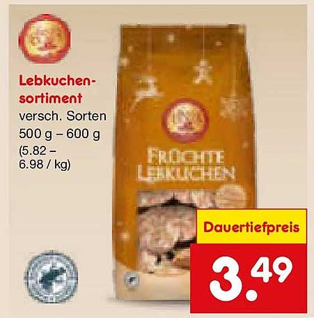 Lebkuchensortiment - verschiedene Sorten 500 g - 600 g