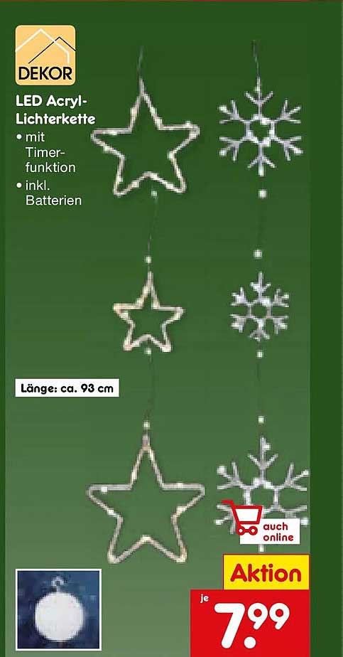 LED Acryl-Lichterkette mit Timerfunktion und inkl. Batterien