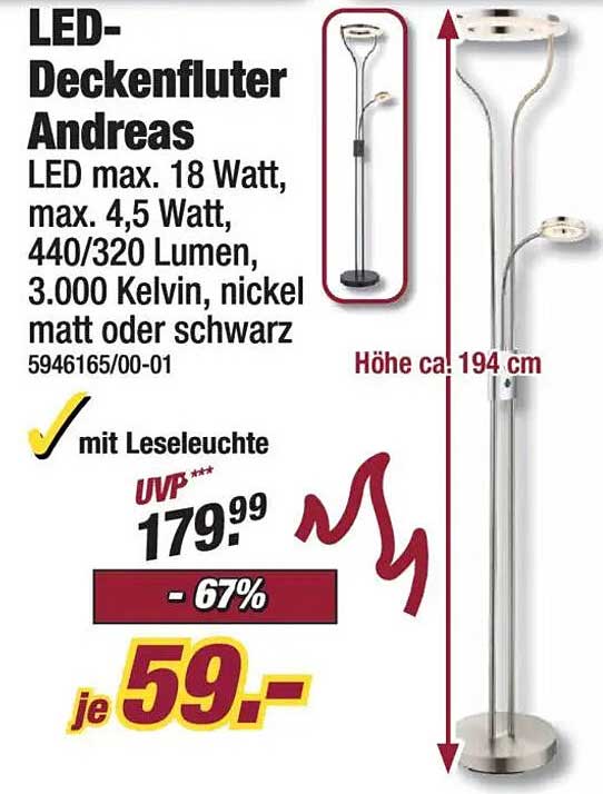 LED-Deckenfluter Andreas