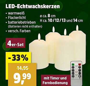 LED-Echtwachskerzen 4-er Set