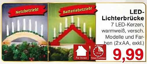 LED-Lichterbrücke - 7 LED-Kerzen in warmweiß, verschiedene Modelle und Farben
