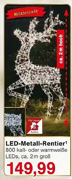 LED-Metall-Rentier, ca. 2 m hoch