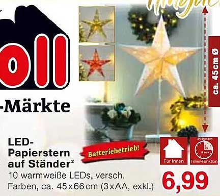 LED-Papierstern auf Ständer