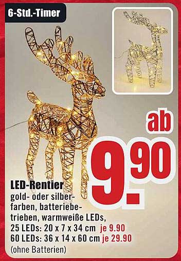 LED-Rentier in gold oder silber