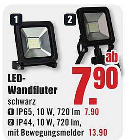 LED-Wandfluter schwarz - IP65, 10 W, 720 lm für 7,90 €
