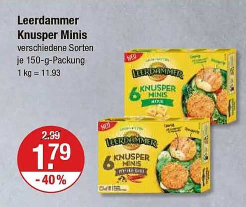 Leerdammer Knusper Minis 150-g-Packung - 40% Rabatt