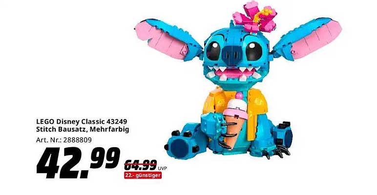 LEGO Disney Classic 43249 Stitch Bausatz, Mehrfarbig