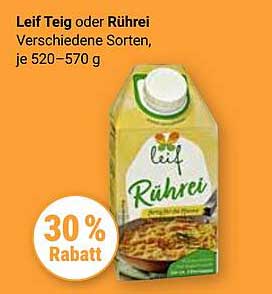 Leif Teig oder Rührei - 30% Rabatt auf verschiedene Sorten (je 520–570 g)