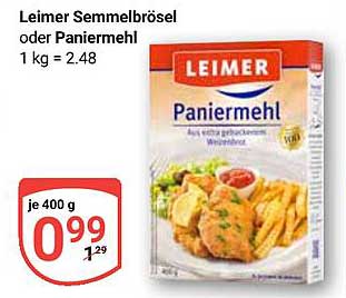 Leimer Semmelbrösel oder Paniermehl 400 g für nur 0,99 €