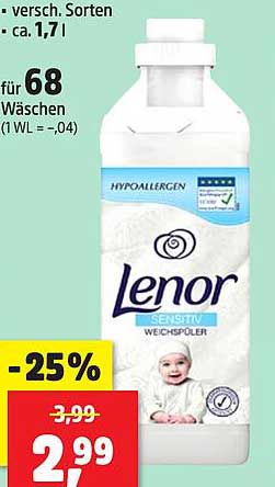Lenor Sensitiv Weichspüler 1,7 l für 68 Wäschen