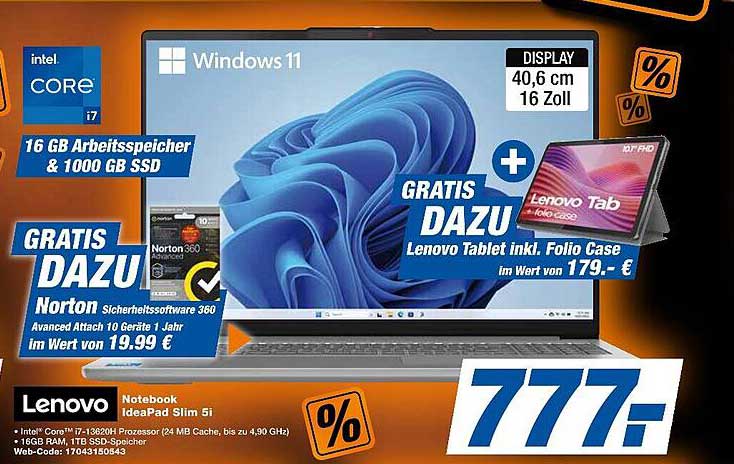 Lenovo Notebook IdeaPad Slim 5i mit GRATIS Lenovo Tablet