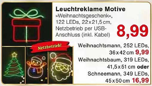 Leuchtreklame Motive »Weihnachtsgeschenk« mit 122 LEDs