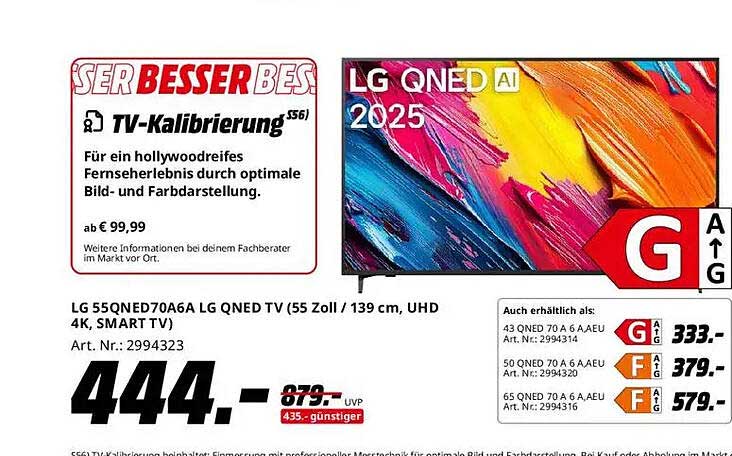 LG 55Qned70A6A LG QNED TV (55 Zoll / 139 cm, UHD 4K, SMART TV)
