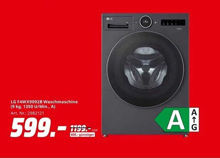 LG F4W9089B Waschmaschine (9 kg, 1350 U/Min., A)
