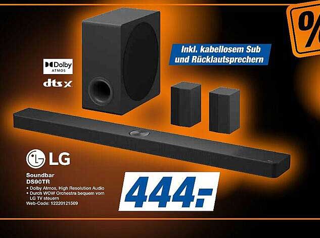 LG Soundbar DS90QR mit kabellosem Subwoofer und Rücklautsprechern